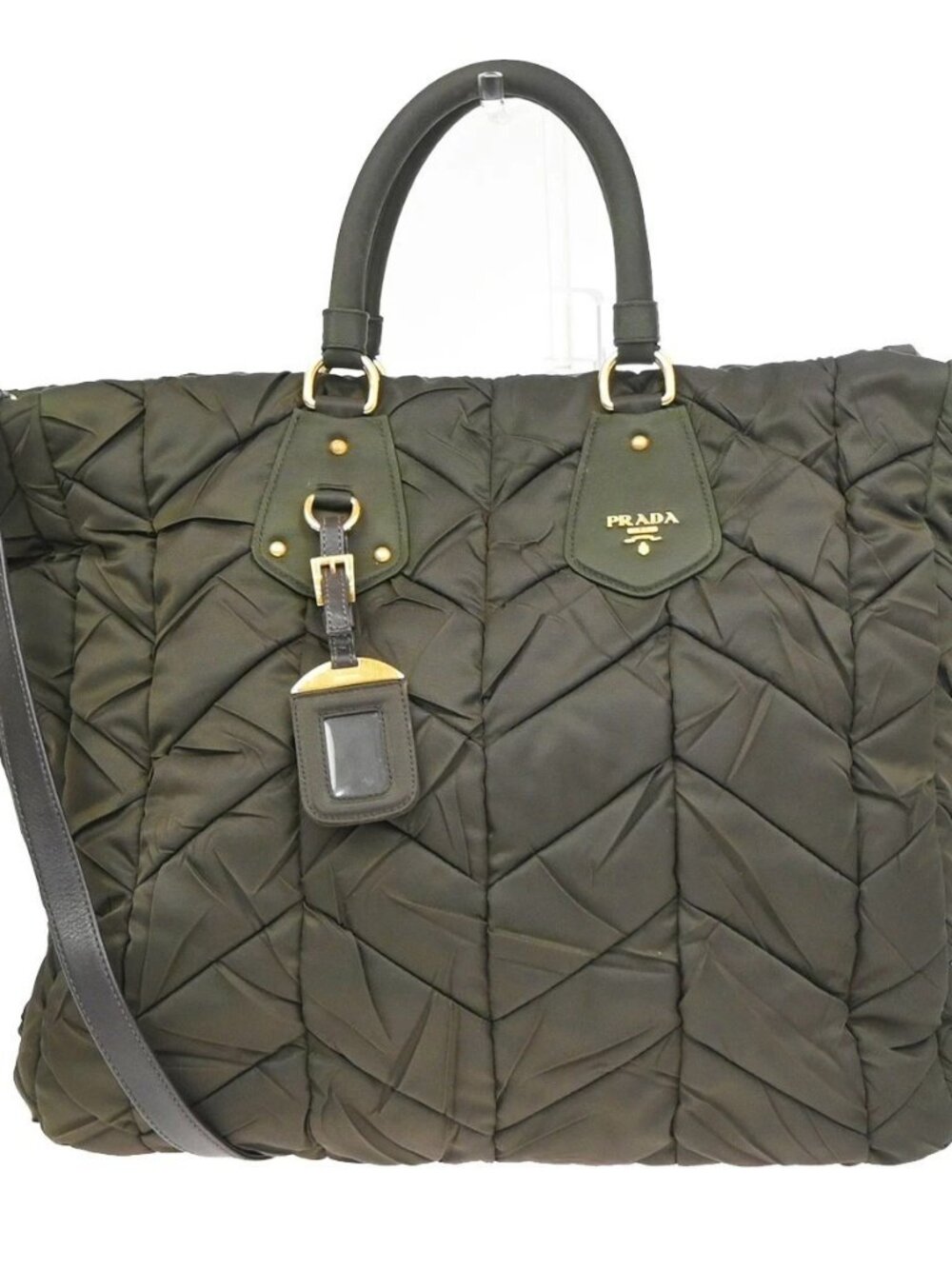PRADA Tessuto 2Way Shoulder Hand Tote Bag Nylon Leather Brown GHW Italy 76KD027